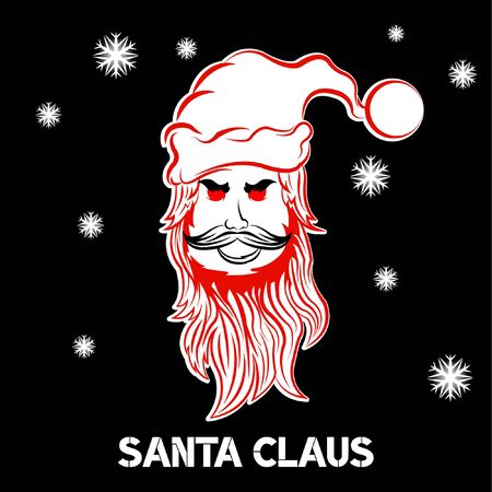 Angry face santa claus in the night with snow, merry christmasのイラスト素材