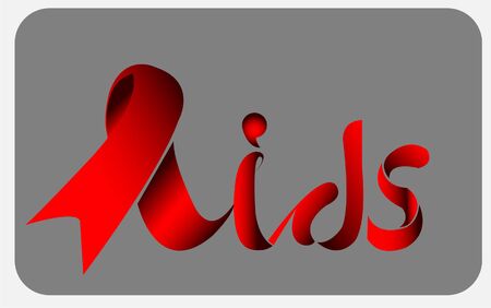 World Aids Day, Aids Awareness Red Ribbonto form lettering aids. World Aids Day concept. Vector Illustrationのイラスト素材