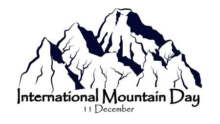 International mountain day, December 11,EVEREST mountains landscape nature outdoor vector with hand drawn and letteringのイラスト素材