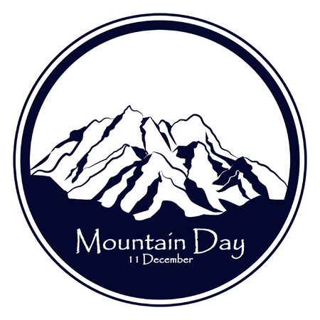 International mountain day, December 11,extreme mountains rock landscape outdoor vector in circle with hand drawnのイラスト素材