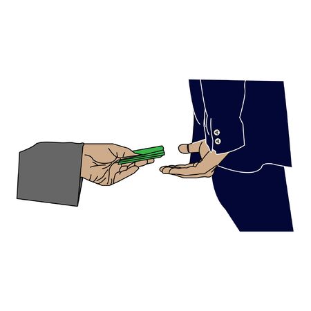 Giving money through the back. corruption illustration for printing or your web designのイラスト素材