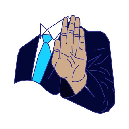Business man with blue suit refuse sign hand illustrationのイラスト素材