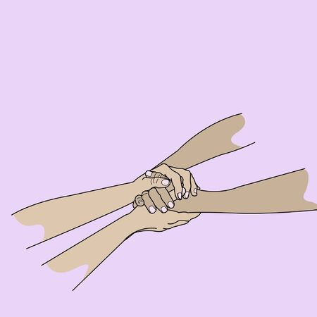 holding hands Express love illustration solidarity appease with hand drawn styleのイラスト素材