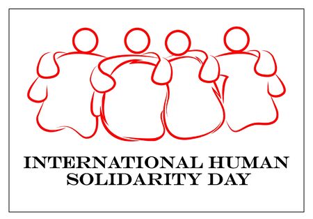 logo banner illustration international human solidarity day. hug and embrace logoのイラスト素材