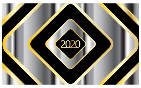 happy new year 2020 background aluminum design with rectangleのイラスト素材