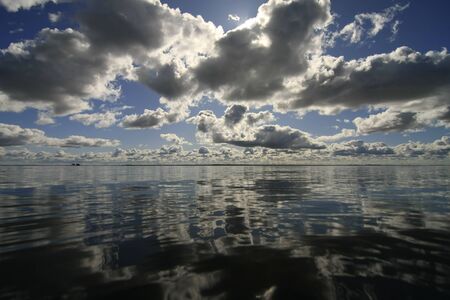 sky with clouds beautifully reflects in the wates