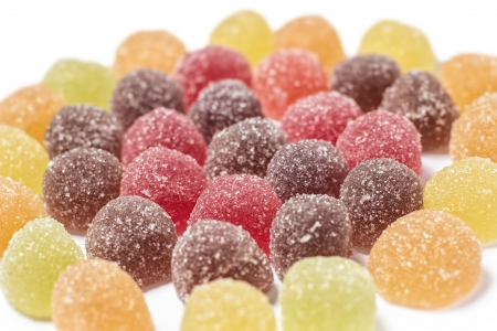 yellow, green, red marmalades close upの写真素材