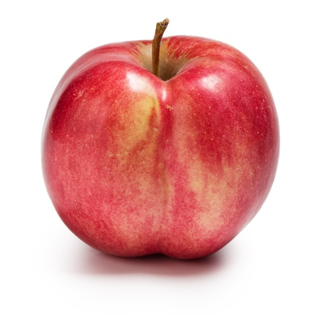 ass shaped red apple isolated on white backgroundの写真素材