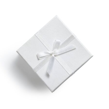 simple white gift box isolated on whiteの写真素材
