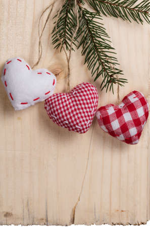 Vintage christmas decoration over wooden backgroundの写真素材