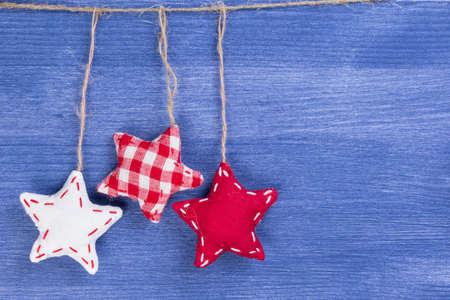 Vintage christmas decoration over wooden backgroundの写真素材