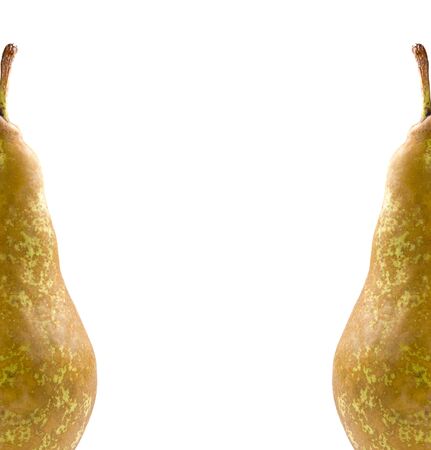 frame with two pears, white backgroundの写真素材