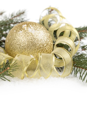 christmas ornament with ball on white backgroundの写真素材