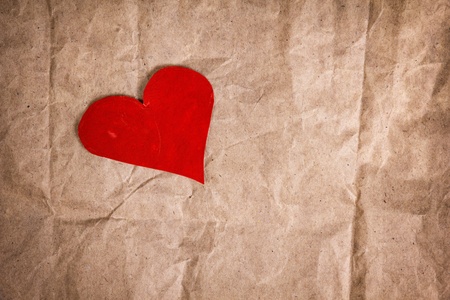 paper heart on crumpled paper, valentine's backgroundの写真素材
