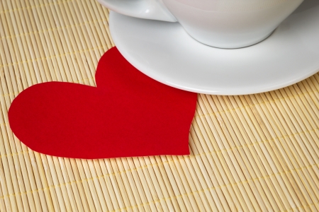 paper heart and cup, valentines day backgroundの写真素材