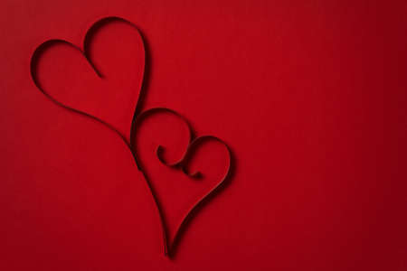 two paper hearts from above, valentines day backgroundの写真素材