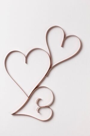 three paper hearts from above, valentines day backgroundの写真素材