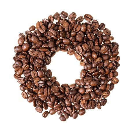 circle from coffee beans, isolated on whiteの写真素材