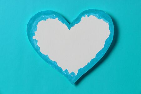 heart with shadow, white and blue paperの写真素材