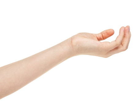 empty female teen hand, isolated on whiteの写真素材