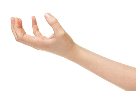 empty female teen hand, isolated on whiteの写真素材