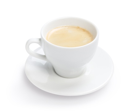 simple cup of espresso, isolated on white backgroundの写真素材
