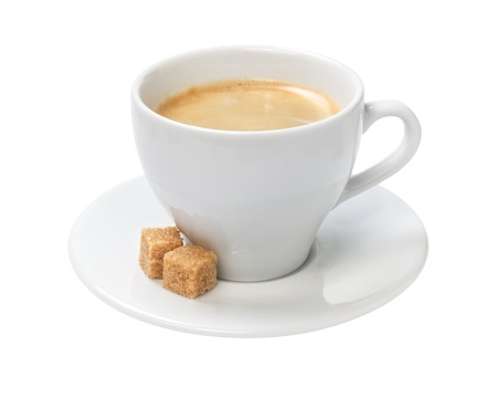 simple cup of espresso, isolated on white backgroundの写真素材
