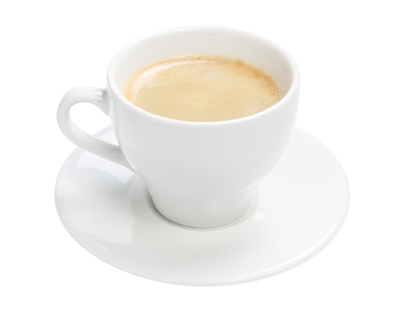 simple cup of espresso, isolated on white backgroundの写真素材