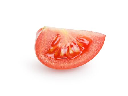 high detailed photo of tomato lobule, isolated on whiteの写真素材