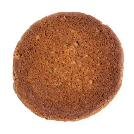 single oat cookie, isolated on white backgroundの写真素材