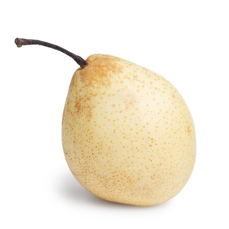 single nashi pear, isolated on white backgroundの写真素材