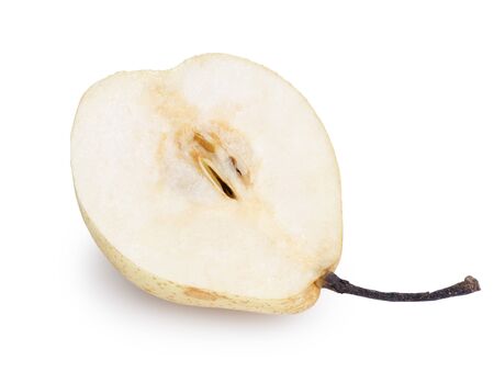 half of nashi pear, isolated on white backgroundの写真素材