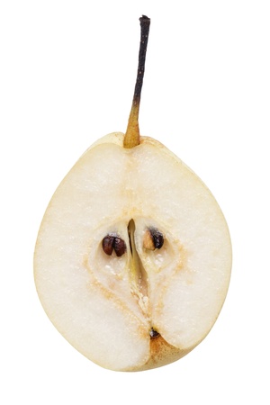 half of nashi pear, isolated on white backgroundの写真素材