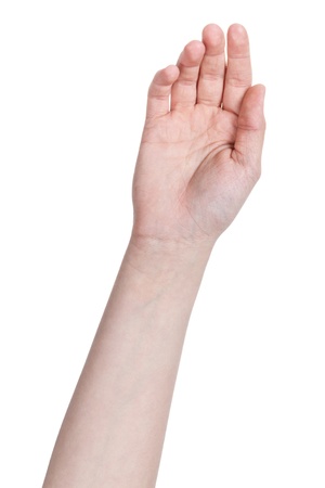 female teen hand of hope, isolated on white backgroundの写真素材