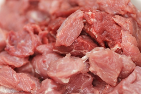 meat pieces close up, preparing minced meatの写真素材