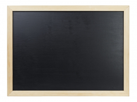 black blackboard in wood frame, isolated on whiteの写真素材