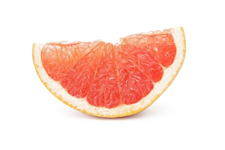slice of ripe orange grapefruit, isolated on white backgroundの写真素材