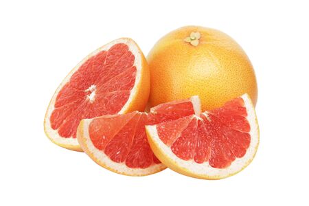 fresh ripe grapefruit, isolated on white backgroundの写真素材