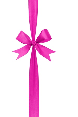 purple handmade ribbon with bow, isolated on whiteの写真素材
