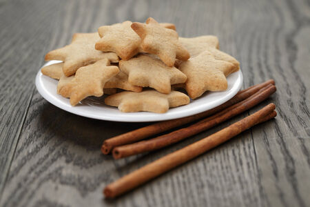 homemade cookies with vanilla and cinnamon, rustic photoの写真素材