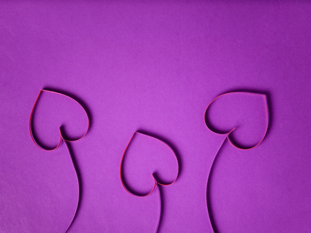 quilling paper hearts like flowers, valentines day backgroundの写真素材