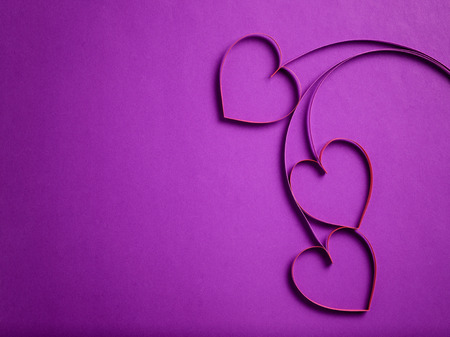 quilling paper hearts like flowers, valentines day backgroundの写真素材