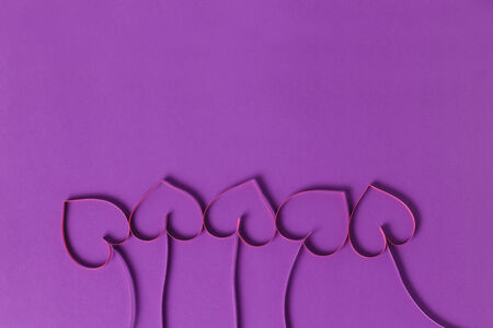 quilling paper hearts like flowers, valentines day backgroundの写真素材