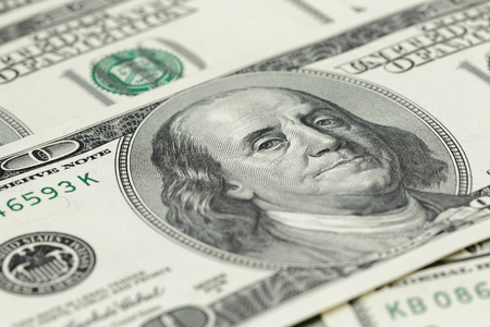 lots of one hundred dollar banknotes, money backgroundの写真素材