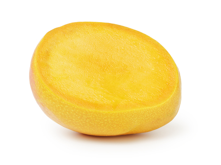 mango fruit sliced isolated on whiteの写真素材