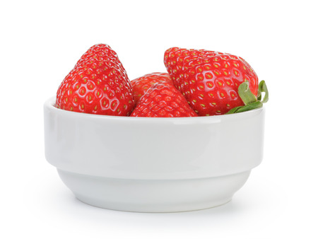 Beautiful organic fresh strawberries in bowlの写真素材