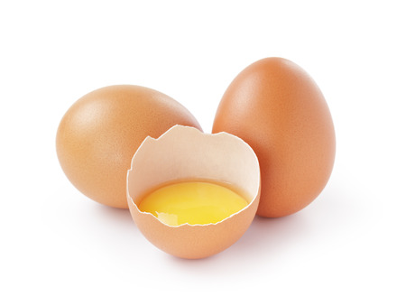 fresh raw eggs isolatedの写真素材