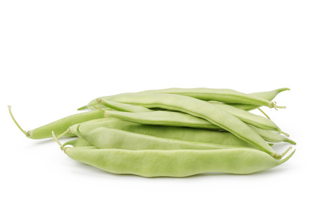 heap of green beans in pod isolatedの写真素材