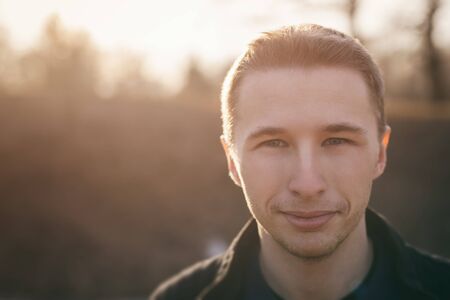 handsome young man closeup portraitの写真素材