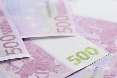 500 euro notes background closeup photoの写真素材